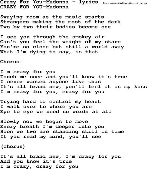 crazy for you song lyrics